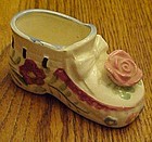 Vintage hand painted ceramic shoe with rose Japan