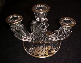 Fostoria Baroque 3 lite candle holder silver overlay