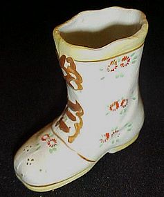 Vintage hand painted high top boot shoe figurine