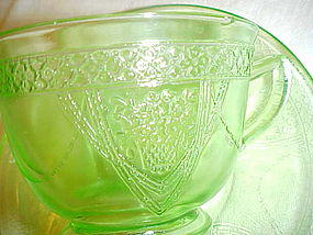 Federal Georgian Lovebirds green cup and saucer