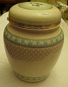 Victorian look polka dot hinged cookie jar