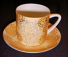 China  yellow and gold Chrysanthemum teacup and saucer