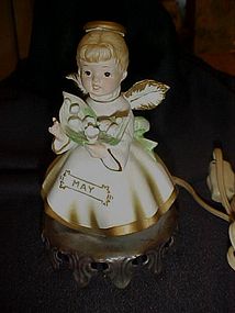 Vintage May Birthday angel night light lamp