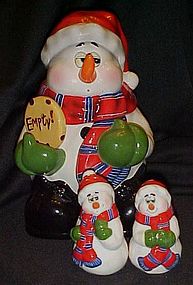 Thats Kooky Snowman cookie jar with matching shakers