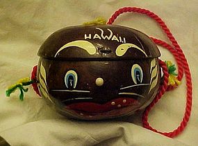 Vintage coconut souvenir purse black face native