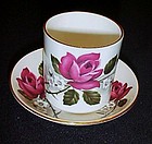 Heathcote England handleless demi cup and saucer roses