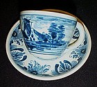 Blue Delft demitasse cup and saucer Holland windmill