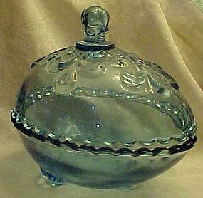 Tiara Blue egg covered candy dish by Indiana Glass