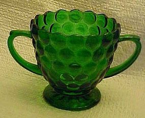 Anchor Hocking forest green bubble sugar bowl
