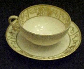 Antique Nippon teacup and saucer with relief moriage