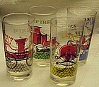 Antique fire engine truck drinking glasses Fire Fire