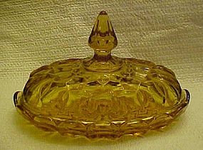Yorktown amber  covered butter dish by Federal Glass