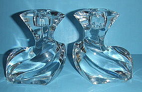 Orrefors crystal candleholder Residence pattern PAIR