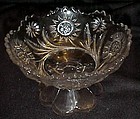 EAPG Us Glass Solar Feather Swirl footed candy  1908