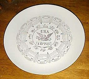 Vintage 1970 10" calendar plate with zodiac signs USA