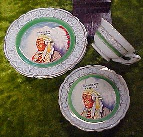 Souvenir Indian Chief mini cup plate and saucer set