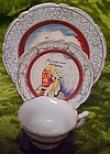 Old mini souvenir Indian Chief  cup saucer n plate set