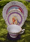 Old souvenir Indian Chief mini cup saucer and plate set