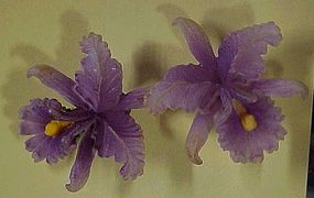 Germany plastic lavender purple Orchid flower earrings