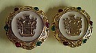 Rare Paolo Gucci Crest gold and enamel  button earrings