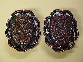 Awesome Vintage  solid copper clip back earrings
