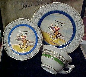 Old souvenir Cowboy mini plate cup and saucer set