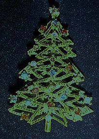 Vintage ART Christmas tree pin with rhinestones