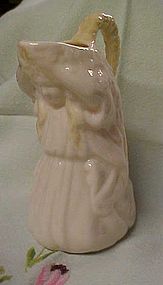 Irish Belleek kneeling girl or angel pitcher green mark