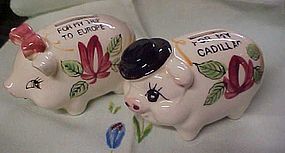 Vintage Mr and Mrs h/p Ceramic Piggy bank duo Japan