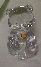 Fenton crystal birthstone bear November topaz heart