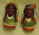Vintage Indian Chief and woman hand painted shakers