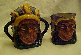 Vintage American Indian Chief creamer and sugar set