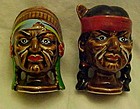 Vintage Indian warrior salt pepper shakers war paint