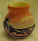 Miniature hand painted Navajo signed pottery vase