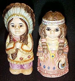Adorable Indian Chief  and wife salt and pepper shakers