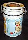 Feed Me Cat  stoneware treat jar with air tight lid