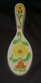 Old ceramic spoon rest cheery tulip and florals