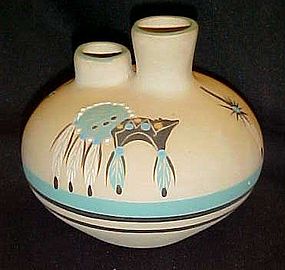 Signed Betty Selby Native American pottery feather vase
