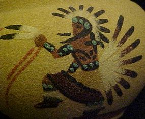 American Indian sand painted eagle Dancer bowl  JY