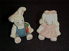 Pair of little bunny rabbit figurines