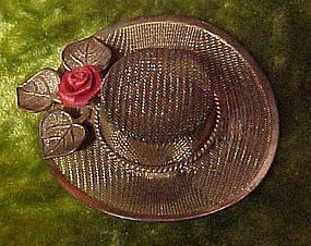 Vintage Mesh ladies hat with red rose pin