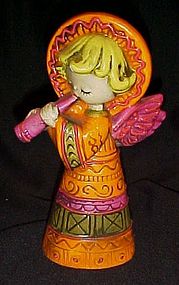 Vintage Christmas angel playing horn colorful 60s-70s