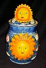 Hand painted celestial sun ceramic tea cannister