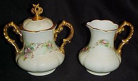 Antique hand painted G&C Limoges creamer and sugar set