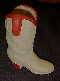 Ceramic Cowboy western boot figurine