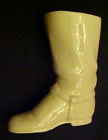 Vintage white glazed ceramic boot vase / figurine