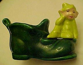 Vintage Green Pixie elf on a shoe planter