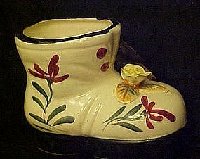 Vintage hand painted boot shoe with applied flower