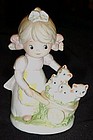 Homco porcelain figurine Girl with kittens in a cart