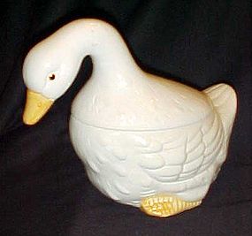 White ceramic duck cookie jar